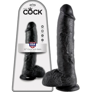 King Cock - дилдо с тестиси - 25 см - черен