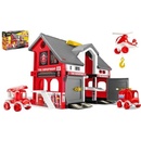 WADER Play House - Požární stanice plast + 2ks aut + 1ks helikoptéra