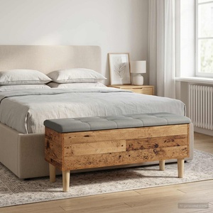 vidaXL Складова пейка с възглавница Старо дърво 102 x 42 x 46 см (8017749)