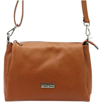 MiaMore kožená crossbody kabelka středních rozměrů Hnědá