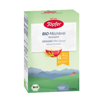 Töpfer Млечна био каша Töpfer - С пшеничен грис, 200 g (4006303003256)