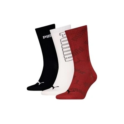 Puma mesh logo crew sock 3p 93856404 Červená
