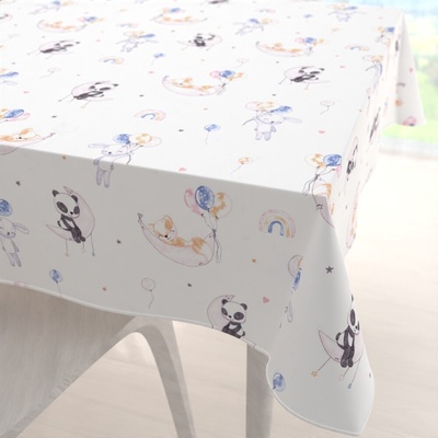Biante bavlna štvorcový obrus Sandra SA-374 Pandy líšky a zajačiky s balónikmi 140x140 cm