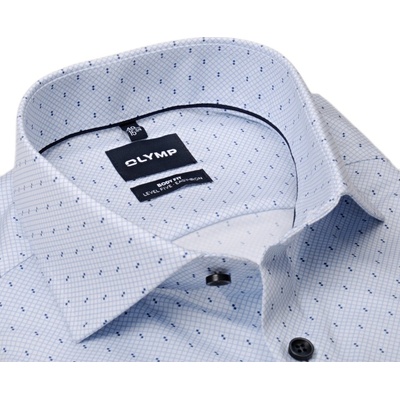 Olymp Level Five Twill košile se světle modrou kostičkou a drobným vzorem