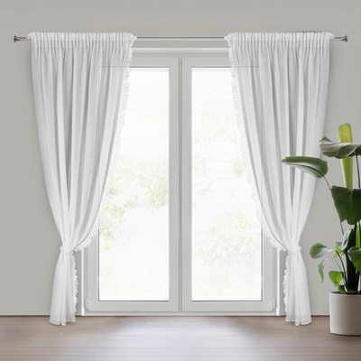 Takoy Souprava záclon ELENA zdobená aplikací s krajkou ozdobenou perličkami 140 x 270 cm-HF-440473 | 140 x 270 cm