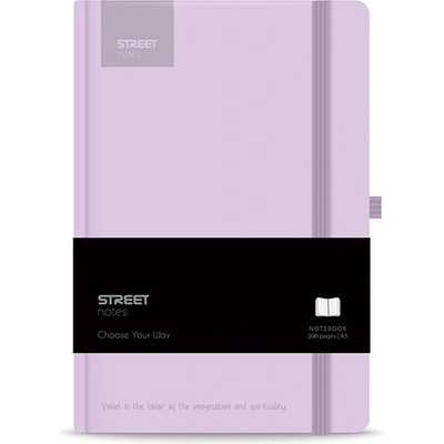 STREET Тетрадка с подвързия STREET Casual A/5 96 страници с гумена твърда корица пастелно лилаво 778093 (778093)