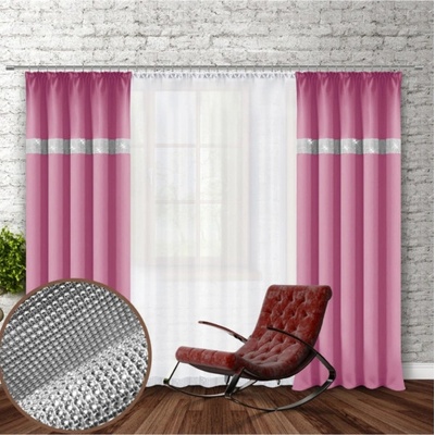 Mondo Italia Záves na riasiacej páske so zirkónmi 140x250 cm bledoružový Ružová 140x250 cm