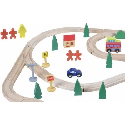 Woodyland Дървен влак с релси и мост (90815)