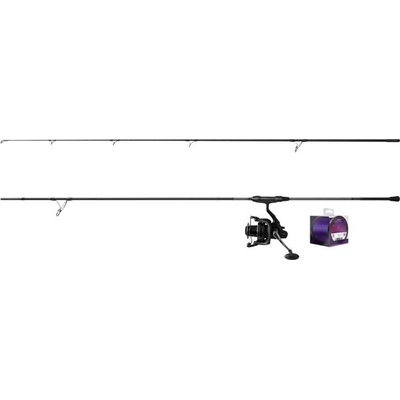 Delphin Kaprársky set Prút CorsaBLACK NERO 3,6 m 3 lb 2 diely + Navijak 6T + Vlasec 0,30 mm