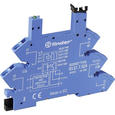 Finder 93.51.8.240 patice pro relé Finder řada 34, Finder 34.51, Finder 34.81, (d x š x v) 93.6 x 6.2 x 76 mm, Tray, 10