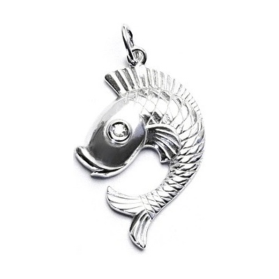 Čištín Stříbrný přívěsek ryba čirý zirkon P 463