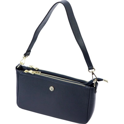 Gregorio kožená crossbody kabelka trojzipsová 1740 tmavo modrá