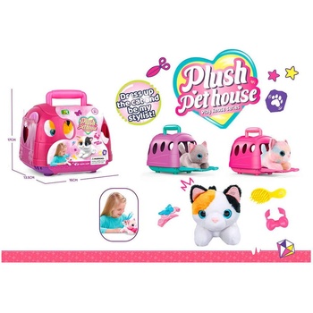 Плюшено малко коте с клетка и аксесоари