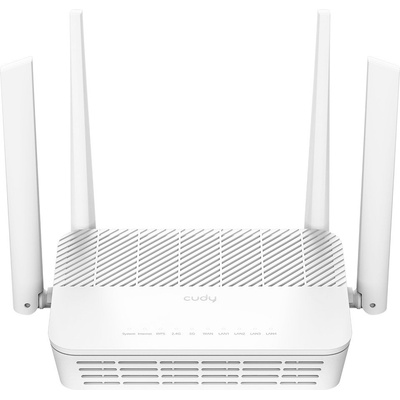 Рутер Cudy WR3000P, 3000 Mbps, 2.4GHz (574Mbps)/ 5GHz (2402Mbps), Wireless AX, 1x 10/100/1000/2500Mbps WAN, 4x 10/100/1000Mbps LAN, 4 външни антени, 1x USB-A (WR3000P)