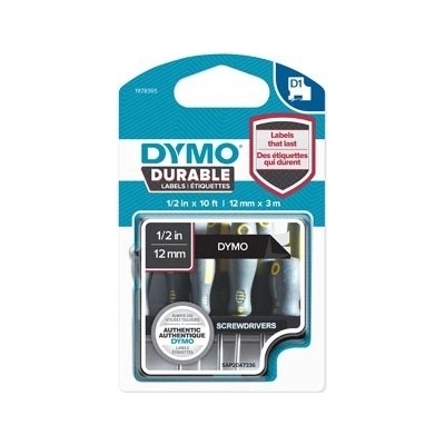 Dymo originální páska do tiskárny štítků, Dymo, 1978365, bilý tisk/černý podklad, 3m, 12mm 1978365
