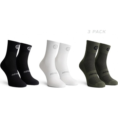 Rogelli Coolmaxové ponožky CORE COMBI 3 páry v balení čierne-biele-khaki