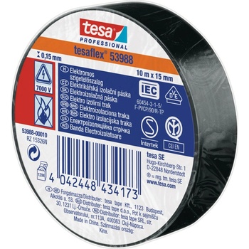Páska tesa® PRO tesaflex®, elektroizolačná, sPVC, 15 mm, čierna, L-10 m