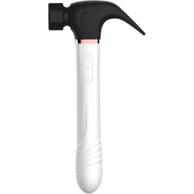 SuperLove 4in1 Sucking & Thrusting & Vibrating & Licking Hammer Vibrator Black-White