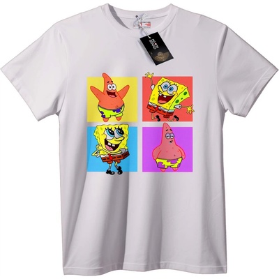 NOONEBRAND Тениска SpongeBob & Patrick Поп Арт - S, Black