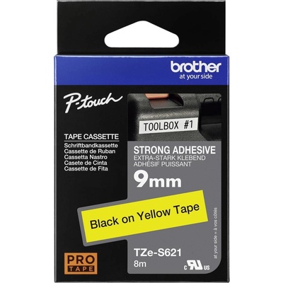 etikety Brother TZe, TZ TZe-S621 PET Farba pásky: žltá Farba písma:čierna 9 mm 8 m