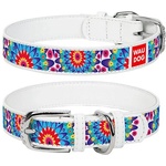 COLLAR Кожен нашийник WAUDOG Flowers - бял 1, 2 см x 21 - 29 см