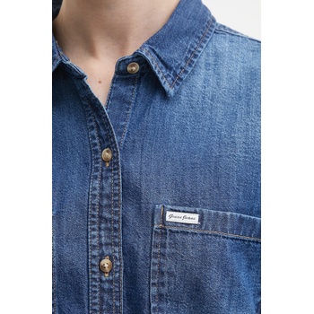 Guess Jeans Дънкова риза Guess Jeans дамска в тъмносиньо със свободна кройка с класическа яка W5YH0D D5M8A (W5YH0D.D5M8A)