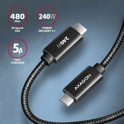 Axagon BUCM2-CM30AB CHARGE USB-C-USB-C, 30m, černý