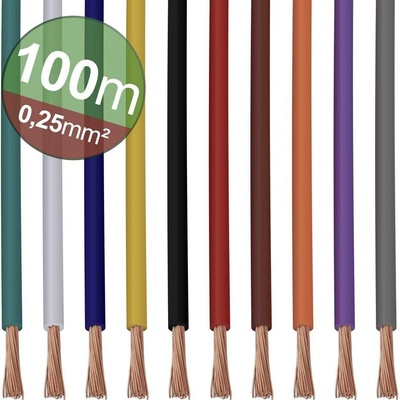 Quadrios 22CW002 Sortiment laniek, 1 x 0.25 mm², biela, modrá, hnedá, oranžová, zelená, žltá, sivá, fialová, čierna, čer