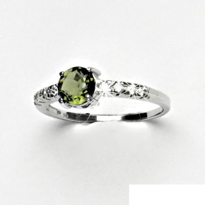 Čištín Zlatý bílé i žluté zlato čiré zirkony a přírodní vltavín VR 312