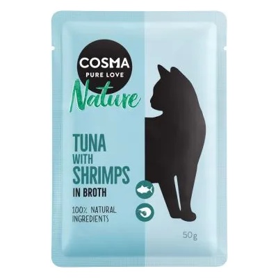 Cosma 6х50г Cosma Nature, консервирана храна за котки - риба тон и скариди