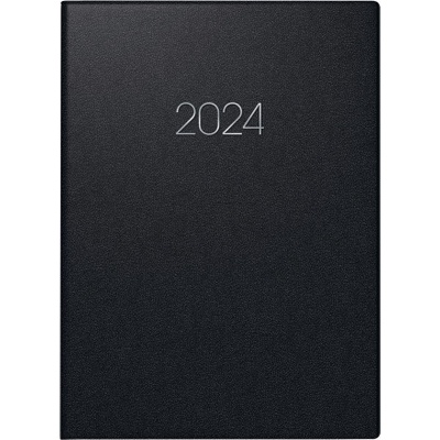 BRUNNEN 1079660904 Wochenkalender Buchkalender 2024 Modell 796 2 Seiten = 1 Woche Blattgröße 14,8 x 20,8 cm Balacron-Einband schwarz