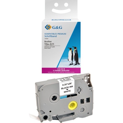 Compatible Лента за етикетни принтери BROTHER ТИП TZ - 9 mm x 8, 00 m - BLACK ON WHITE TAPE - TZE221 (TZE-221) - P№ RL-BR-TZ221-BK - G&G (Compatible-TZE-221 -)