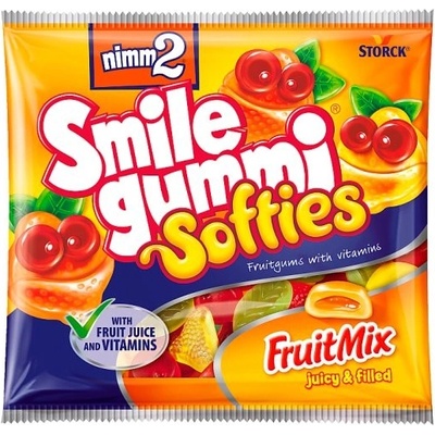 nimm2 Smile gummi Softies Fruit Mix mäkké plnené želé s ovocnou príchuťou a vitamínmi 90 g