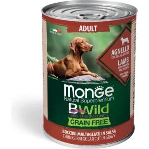 Gemon Monge BWILD Grain Free - Lamb with Pumpkin and Zucchini - Adult - мокра храна с агнешко с тиква и тиквички, без зърно, пълноценна и балансирана храна за кучета в зряла възраст, 400 гр