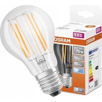 Osram LED žiarovka E27 A60 7,5W 75W 1055lm 4000K Neutrálne 300° vlákno STAR