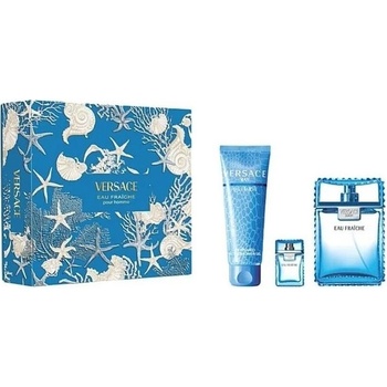 Versace Man Eau Fraiche подаръчен комплект за мъже Размер EDT 100 ml + EDT 5 ml + 150 ml душ гел