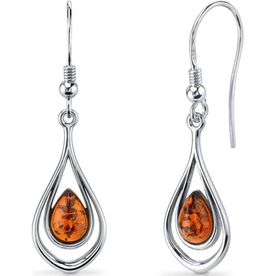 Eppi visiace strieborné náušnice s jantármi Otyliah E32253