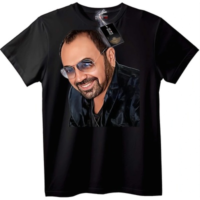 NOONEBRAND Тениска с мъжки портрет на знаменитост - 7XL, Black