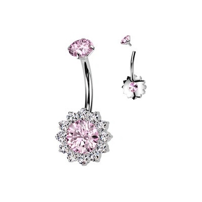 Šperky4U piercing do pupíku titan růžová TIT1351-P