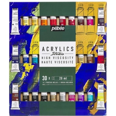 Sada akrylových farieb Pebeo Studio Acrylics 30x20 ml + 1 štetec