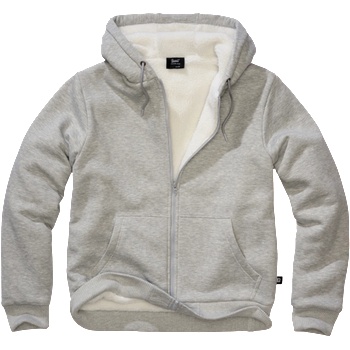 Brandit Мъжки суичър с топла подплата Sweatjacket Teddylining, сив меланж (5038.12182)