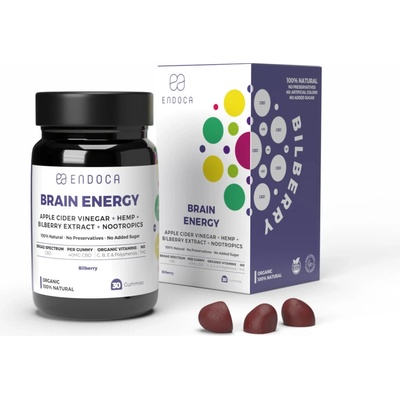 Endoca CBD gumené cukríky Brain Energy 40 mg CBD čučoriedková príchuť 30 ks 60 g