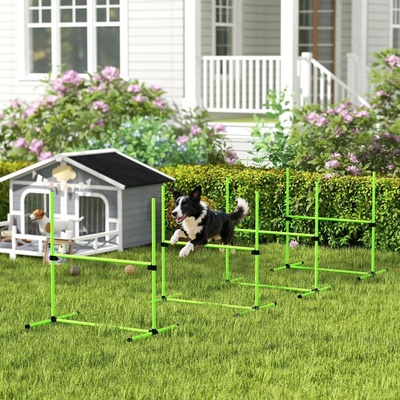 PawHut Výškově nastavitelné agility vybavení pro výcvik psů zelené