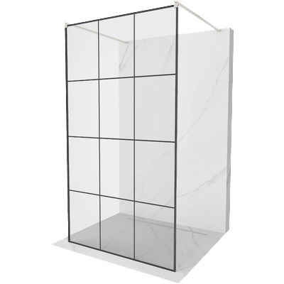 Mexen Kioto самостоятелна душ кабина 100 x 200 см, черна решетка 8 мм, четкан никел - 800-100-002-97-77 (800-100-002-97-77)