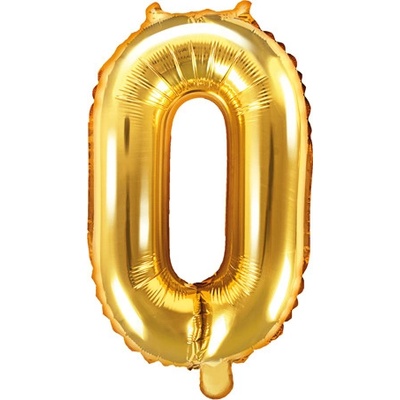 PartyDeco Fóliový balónek Mini Číslo 0 zlatý 35 cm
