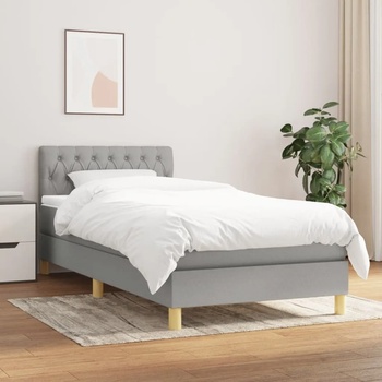 vidaXL Боксспринг легло с матрак, светлосиво, 80x200 см, плат (3140809)