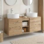 vidaXL Комплект шкафове за баня 3 бр. Дъб артизан 129 x 44, 5 x 82 см (3405882)