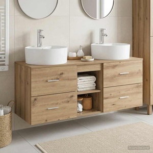 vidaXL Комплект шкафове за баня 3 бр. Дъб артизан 129 x 44, 5 x 82 см (3405882)