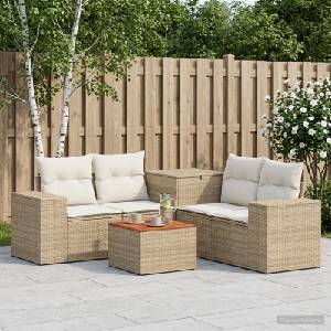 vidaXL Комплект дивани 6 бр. Бежов и кремаво бял 55 x 55 x 37 см (3447580)