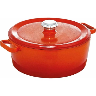 G.Gastro Hrnec Litinový smaltovaný 0,35 l 10 cm Výška: 7 cm oranžová vč. víka D9777393